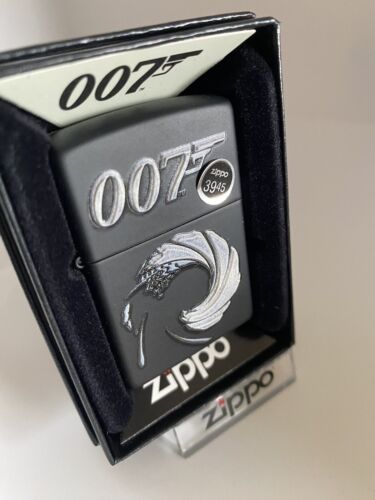 Zippo James Bond 007 Raised Relief On A 2021 Black Matte Lighter - Picture 1 of 7
