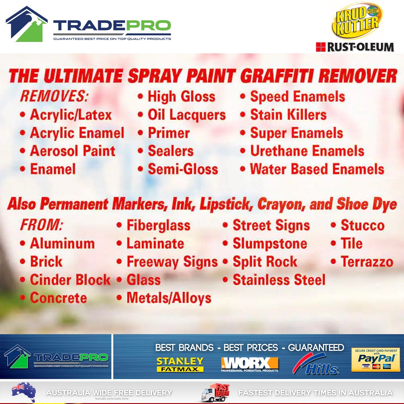 Graffiti Remover 946ml Krud Kutter Paint Muck Off Industrial Strength