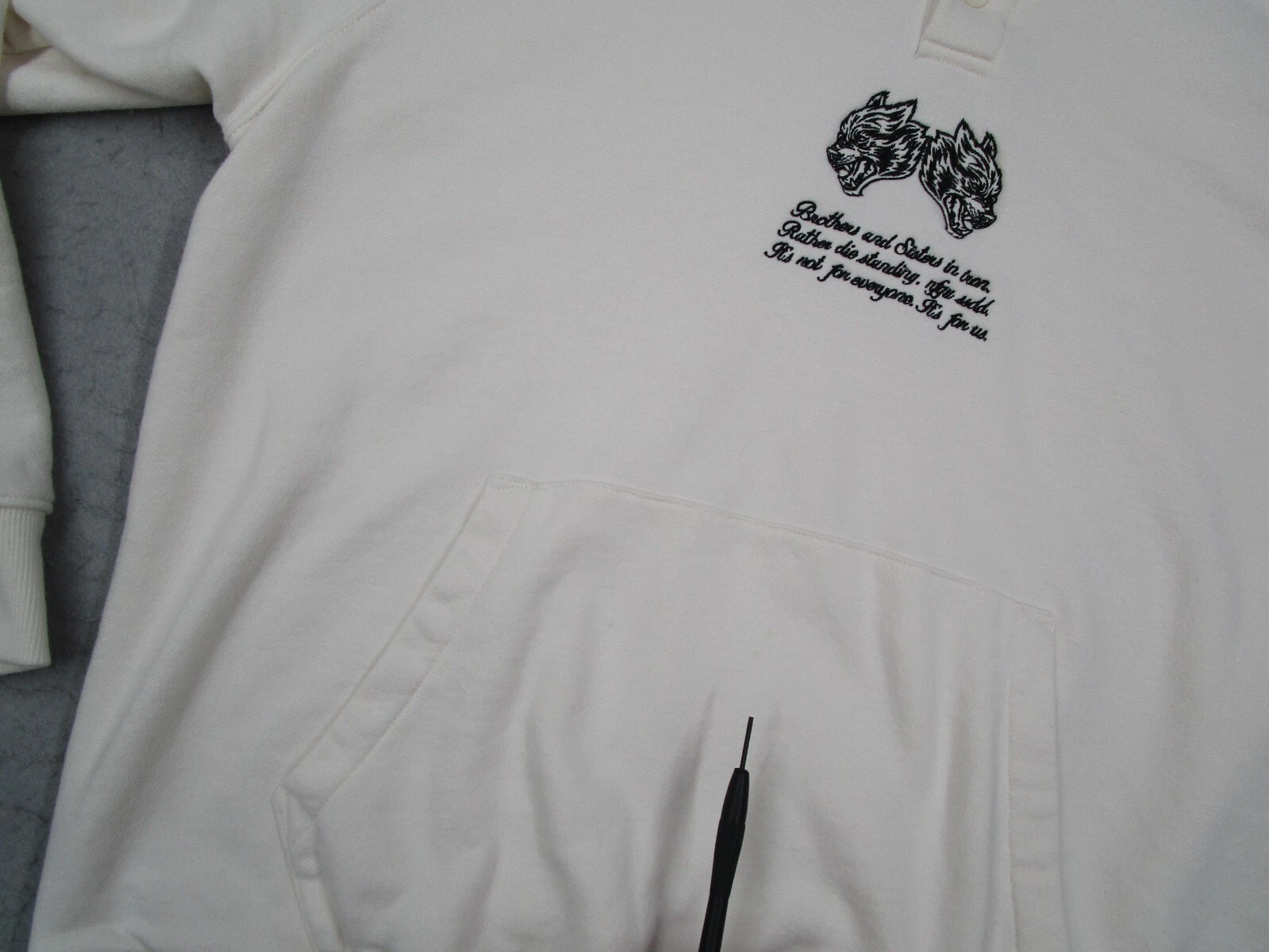 OFF WHITE Felpa con cappuccio Darc Sport Donna Media Off Lupi Bianchi Henley Ricamata