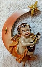 Souvenir Magnet Fridge - Angel On Moon With Mandolin