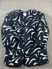 New Nike Womens Swoosh Loose Fit High-Pile Jacket Medium Black White FV8025-010