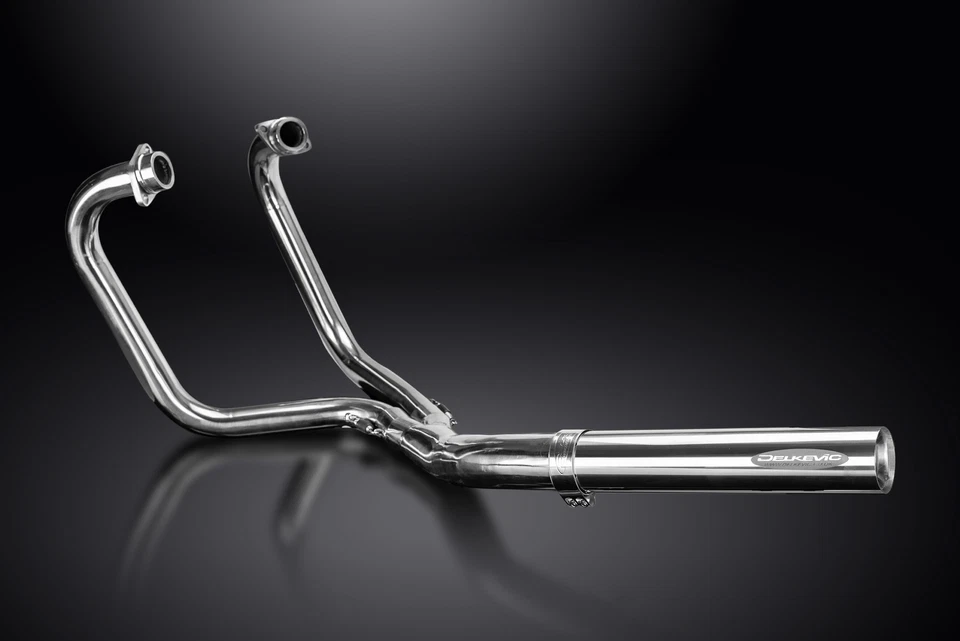 Silenciador recto de acero inoxidable Honda CX500 CX500C CX500 Deluxe escape completo 2-1 Foto 4 de 4