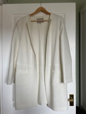 Fenn Wright Mason White Ribbed Classic Formal Occasion Dress Coat Jacket - Uk 14