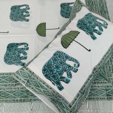 Indian Handmade Bed Sheet With Two Pillow Cover Queen Size Block Print Bedspread
