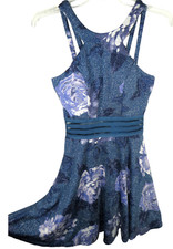 City Studio Blue Shimmery Floral Fit And Flare Dress Special Occasion Jr Size 1