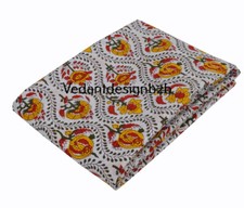 5 Yard Indian Floral Print Cotton Hand Block Multicolor Dressmaking Fabric