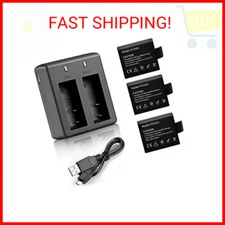 VVHOOY 3 x 1050mAh Rechargeable Action Camera Battery with USB Dual Charger Comp
