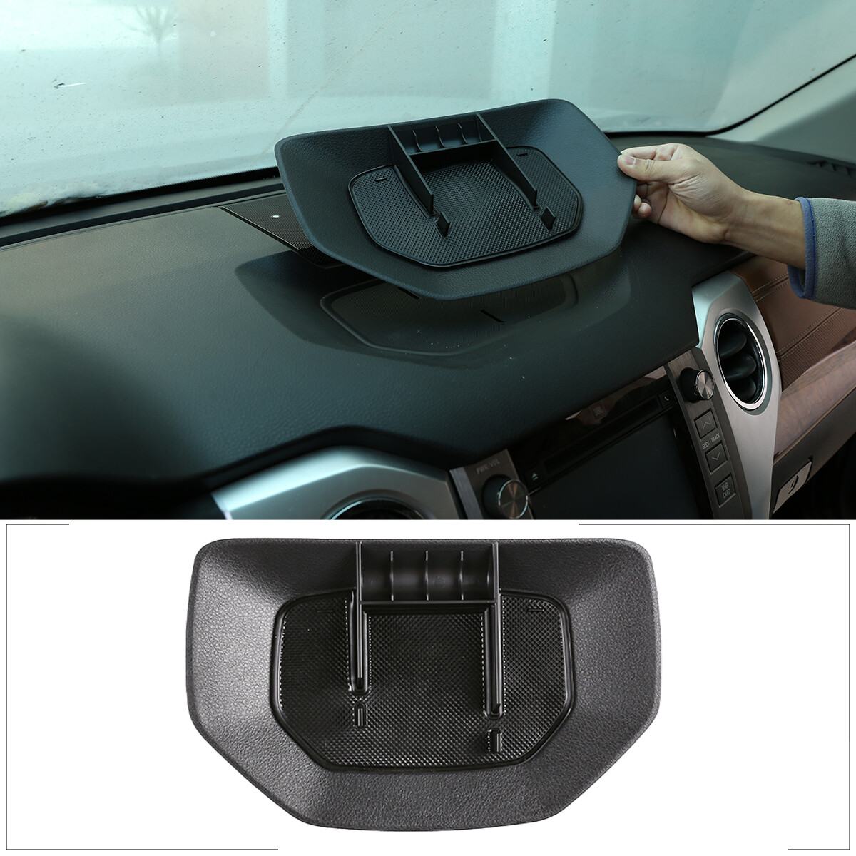 Mobile Phone Mount Holder Console Dash Storage Box Tray for Toyota Tundra 14-21