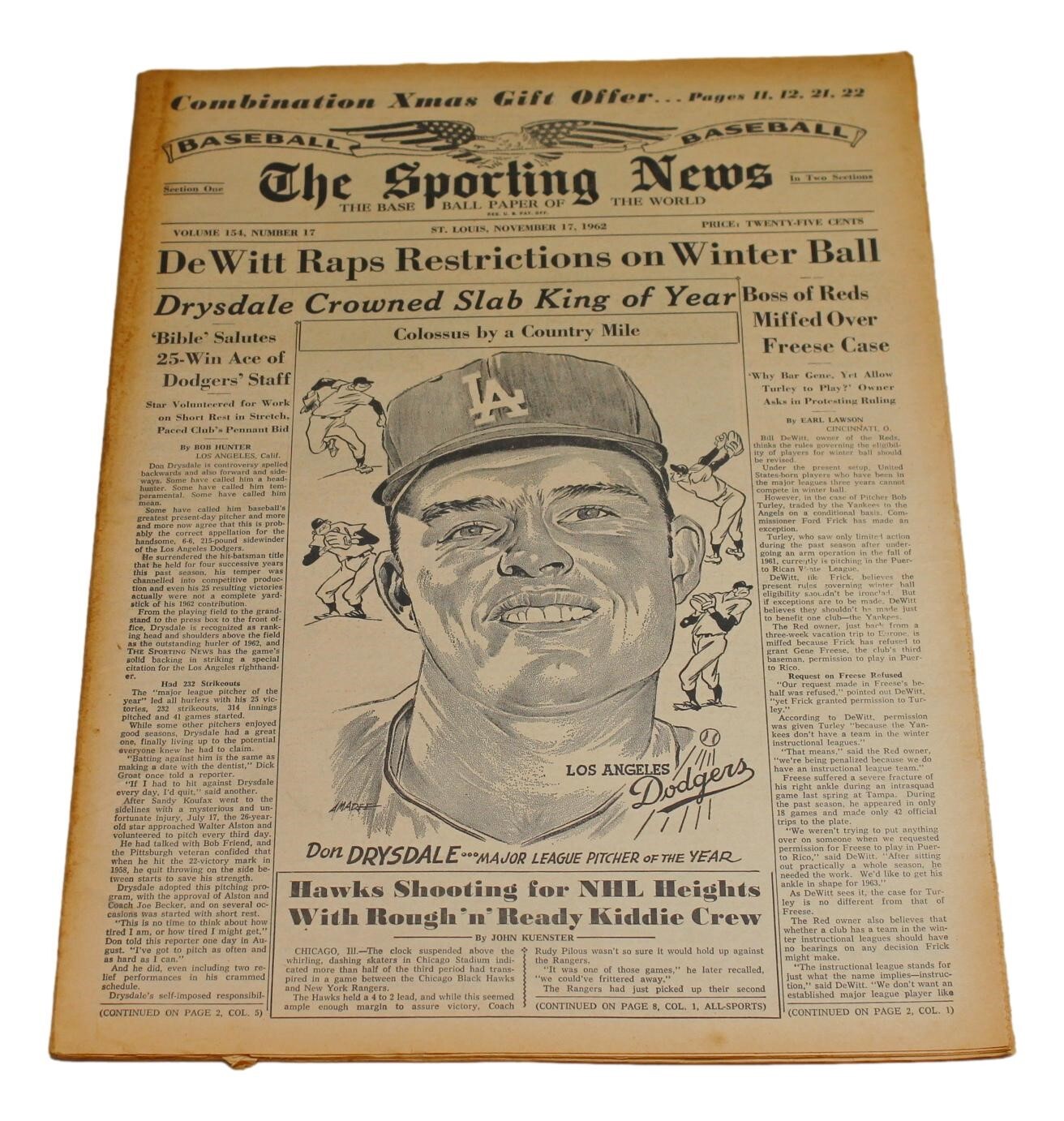 1962 The Sporting News 11/17/1962 TSN Don Drysdale 83756 | eBay