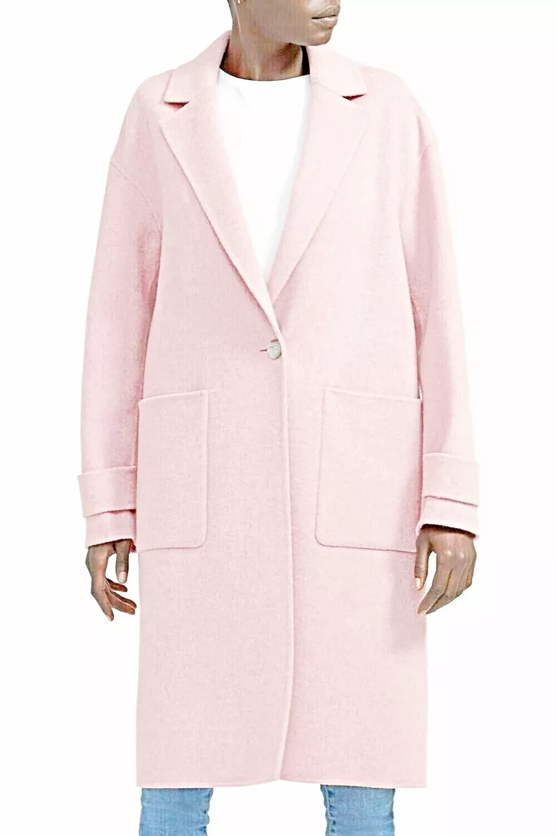 Theory Easy One Button Double Face Wool Cashmere Coat in Petal
