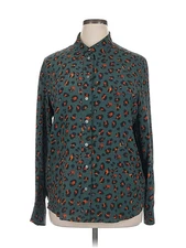 Monoprix femme Women Green Long Sleeve Button-Down Shirt 48 eur