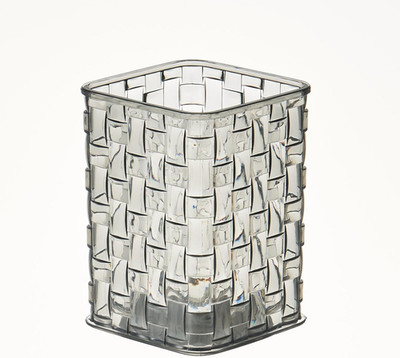 Acrylic Pen Holder,Clear Makeup Brush Holder with Woven Texture,Transparent Styl
