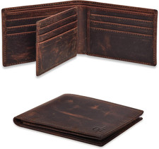 Leather Wallet for Men - RFID Bifold Wallets with 9 Credit Cards 1 ID Window Sli
