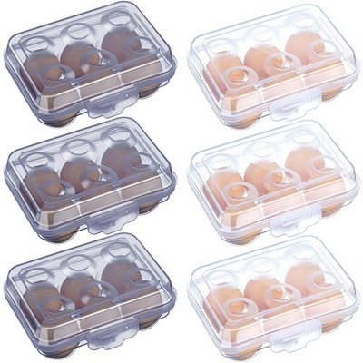 Gandeer 6 Pcs 6 Grid Egg Storage 6.3 x 4.8 x 2.76 inches, Blue＆transparent