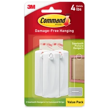Command Sawtooth Picture Hanger [Removable]: 3-pack (White)