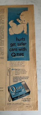 Vintage  1959 Q-Tips ''hurts get safer care with Q-Tips''    Women's day ad