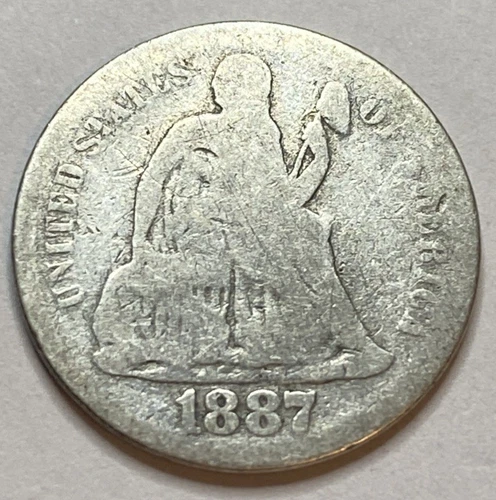 1887 S - Seated Liberty Dime - VG - Exact Coin Imaged #SL176