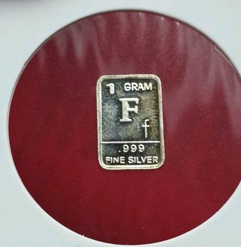 Letter "F" - 1 Gram .999 Fine Pure Silver Bullion Mini Square Bar Ingot Coin