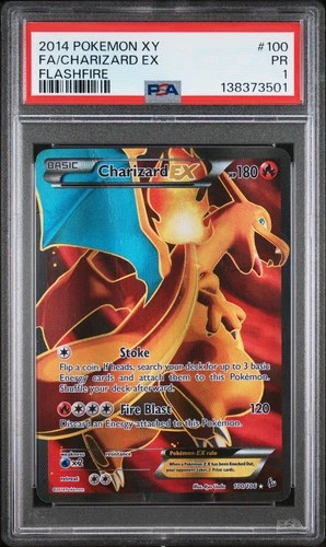 2014 POKEMON XY FLASHFIRE #100 FULL ART/CHARIZARD EX PSA 1