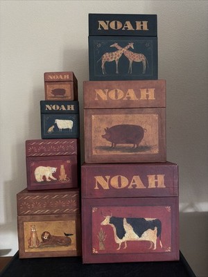 Bob s Boxes Primitive Noah's Peaceable Kingdom Nesting Box Set of 7