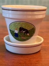 Villeroy & Boch Naif  Small Flower Pot with  Saucer milkmaid and cow scene