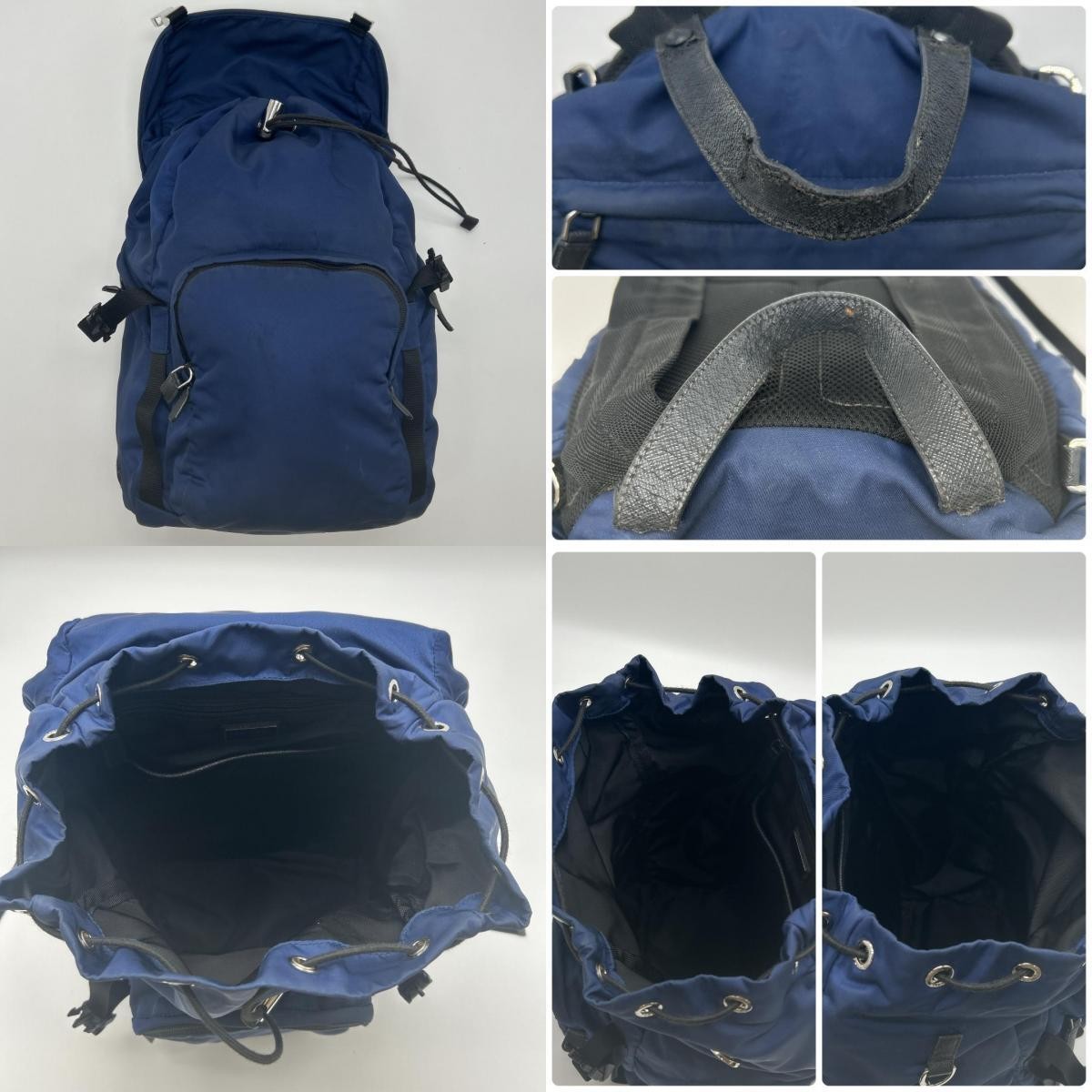 PRADA 2VZ135 Tessuto Nylon Rucksack Backpack Travel Bag Triangle Logo Plate Navy thumbnail 7