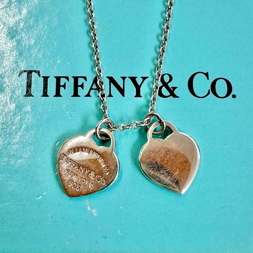 Tiffany & Co. Return to Tiffany Double Heart Tag Pendant Necklace 925 Silver