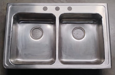 Elkay 20-1/2 x 32-1/2 in Drop Double Bowl Stainless Steel 3 Hole Sink