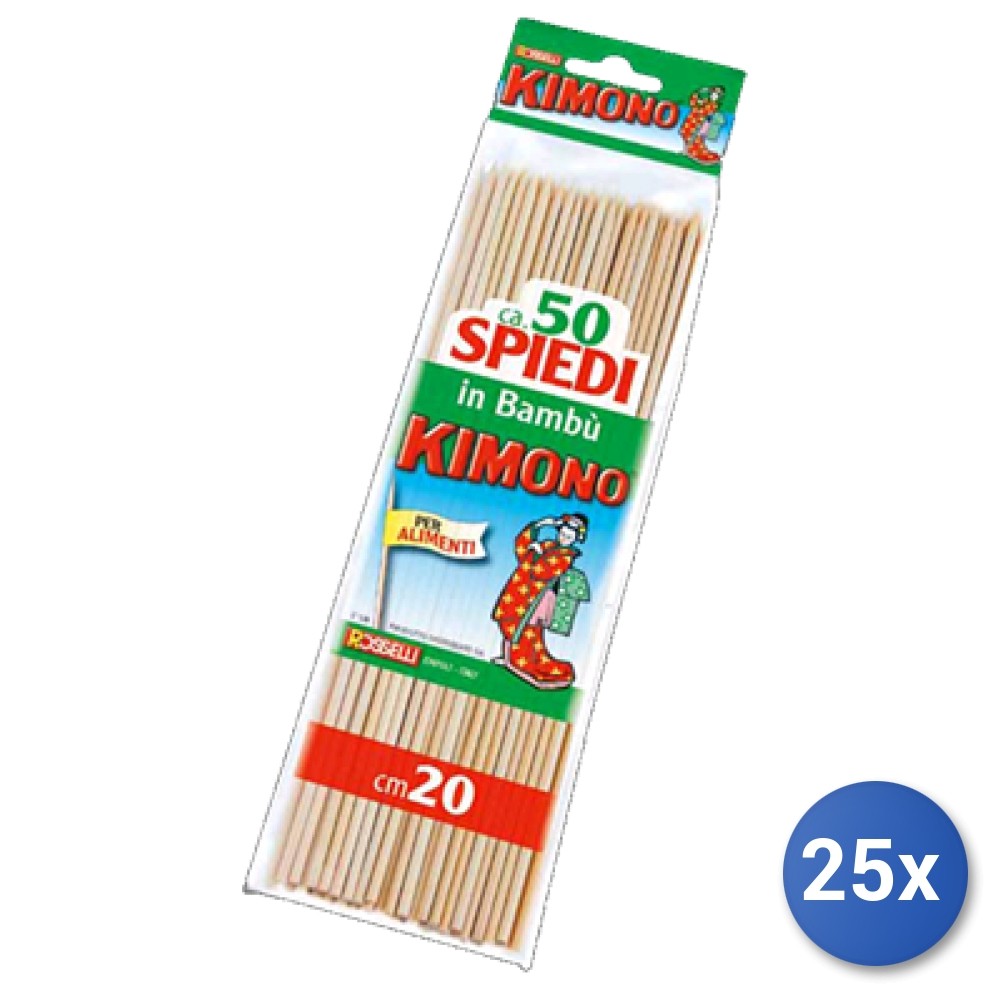 25x Paquete Kimono 50 Palillos De Diente Brocheta Cm.20