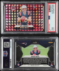 2024 Panini Mosaic NFL Debut Pink Camo Prizm Drake Maye PSA 9 MINT Rookie RC