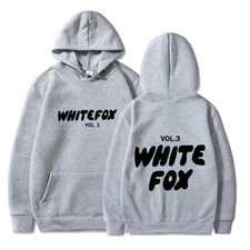 Girls White Print Foxes Pocket Hoodies Sweatshirts Casual Pullover Tops New 