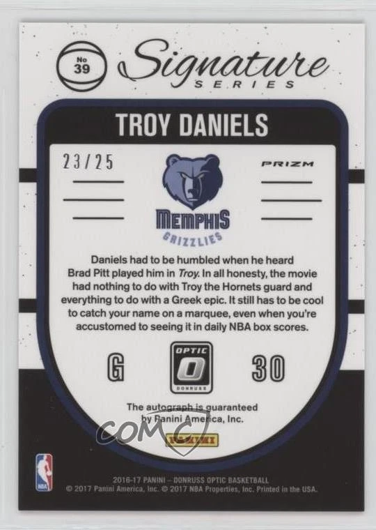 2016 Panini Donruss Optic Signature Series Pink Prizm /25 Troy Daniels #39 Auto - Image 2 of 2