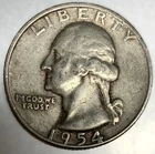 1954 D Washington 90% Silver Quarter Circulated Condition 25c US Coin - 2803