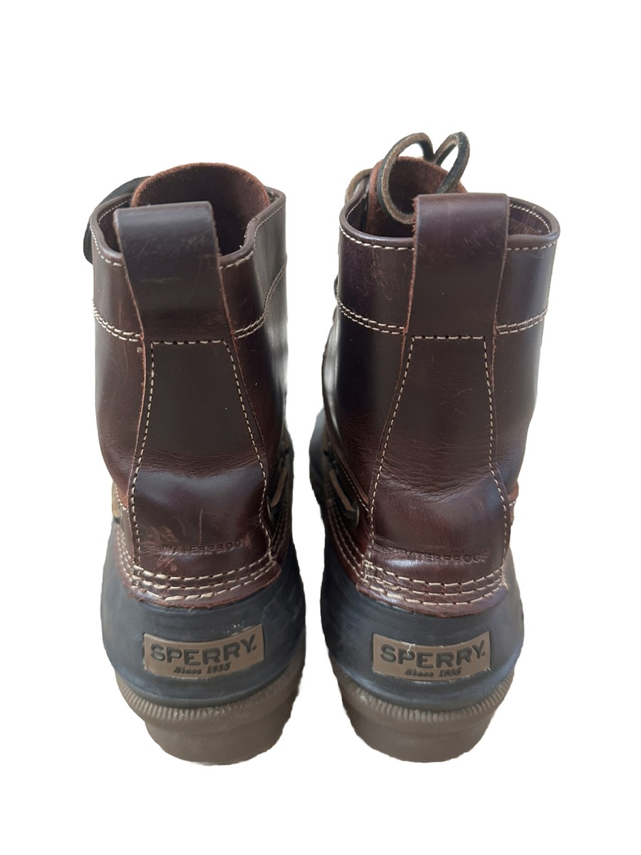 Sperry Leather Duck Boots Brown Black Waterproof Winter Mens Size 10 STS13458 Sperry Leather Duck Boots Brown Black | Mercari main image 3