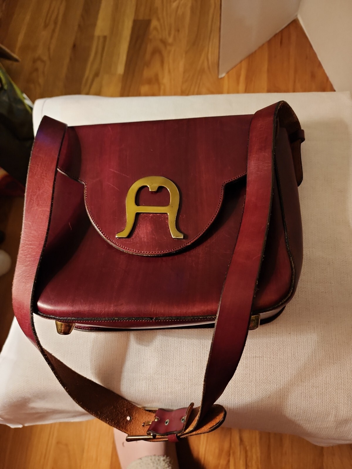 Vintage Etienne Aigner Red Leather Shoulder Bag Handbag Purse