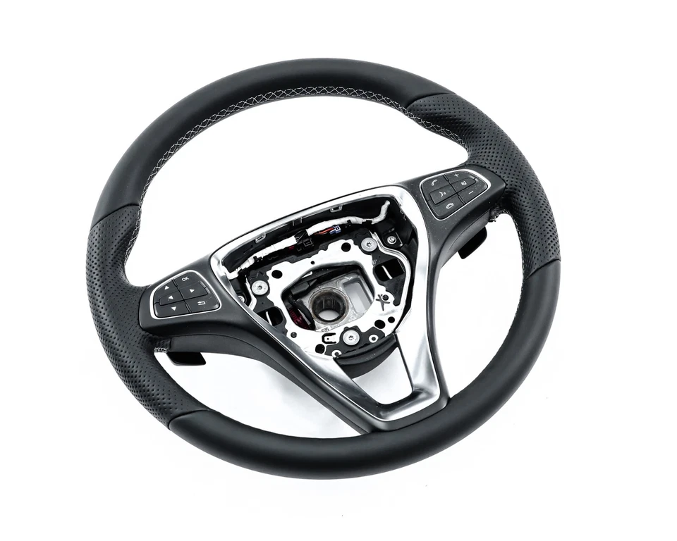 Lenkrad beziehen mit Leder für Mercedes V W447 2014-2021 weißer Faden NEU LEDER - Bild 3 von 4