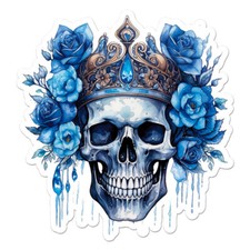 Skull King Crown Queen, Vinyl Decal Sticker, Indoor Outdoor, 3 Sizes, 11591