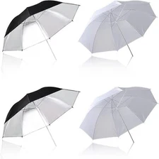 4 Pack Photography Umbrella Lighting Kit, 33inch /43inch Black & Silver Reflecto