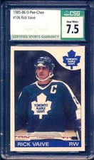 1985-86 O PEE CHEE #106 Rick Vaive Graded CSG 7.5 NM + Toronto Maple Leafs Card