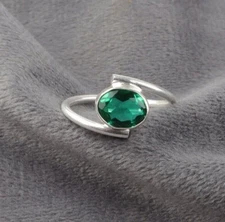 Lab Created Emerald Gemstone 925 Sterling Silver Ring Handmade Jewelry Ring