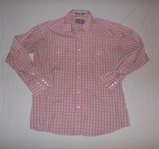 Panhandle Slim mens large Western Striped Pearl Snap Shirt 17.5-36 red  gray