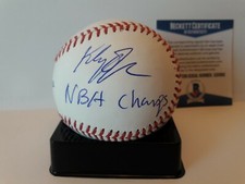 Klay Thompson Mychal Thompson Signed Baseball Lakers Golden State Beckett Champs