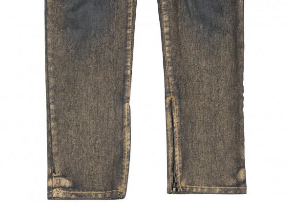 Jean's Paul GAULTIER Gold Painted Studs Hem Zip Jeans Size Jean's Paul GAULTIER Gold Painted Studs Hem Zip Jeans Size