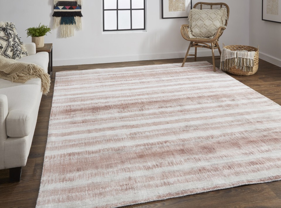 Durable 8' X 10' Tan Ivory And Pink Abstract Hand Woven Area Rug | eBay