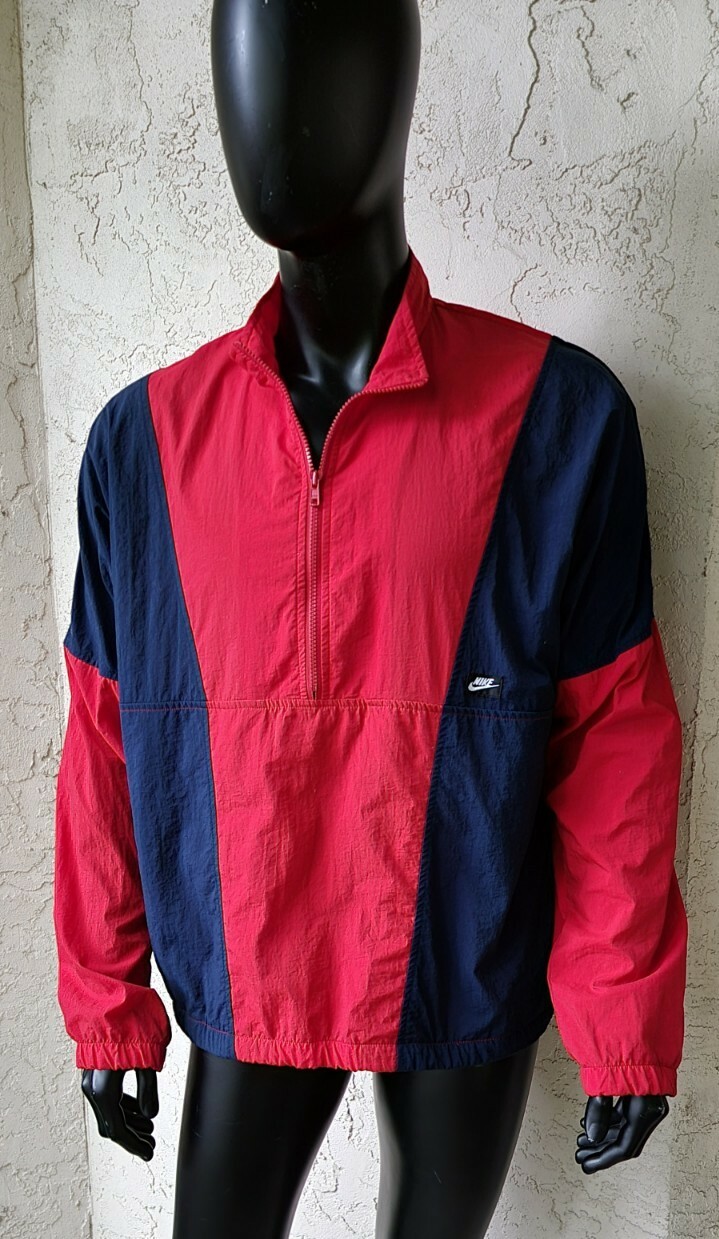 Vintage 80s 90s Nike Windbreaker Pullover Jacket Mens XL Blue Red