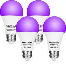 4 pack Led Ultraviolet Black Light Uv Bulb Glow in the Dark Ultra Violet Neon