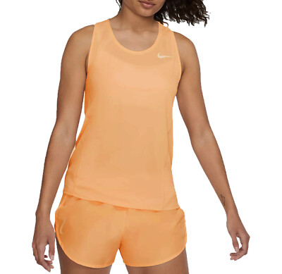 Nike Women's City Sleek Dri-Fit Sportswear Reflective Running Orange Tank Top