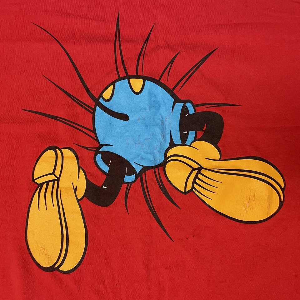 Camiseta De Colección Años 80 90 Walt Disney Mickey Mouse Roja DELANTERA TRASERA Estampada 3XL Foto 3 de 4