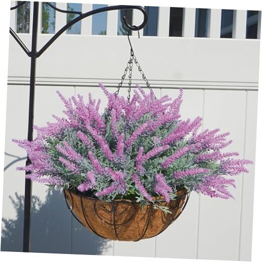 Artificial Fake Fall Outdoor Hanging Flowers Plants Basket for Porch Fuchsia