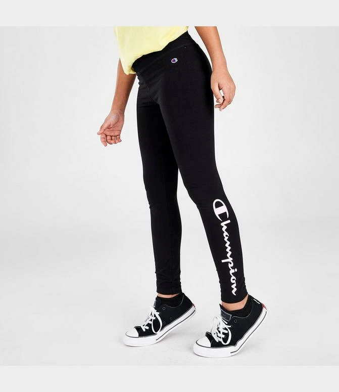 Champion Big Girls Script Logo Leggings Size M in Black